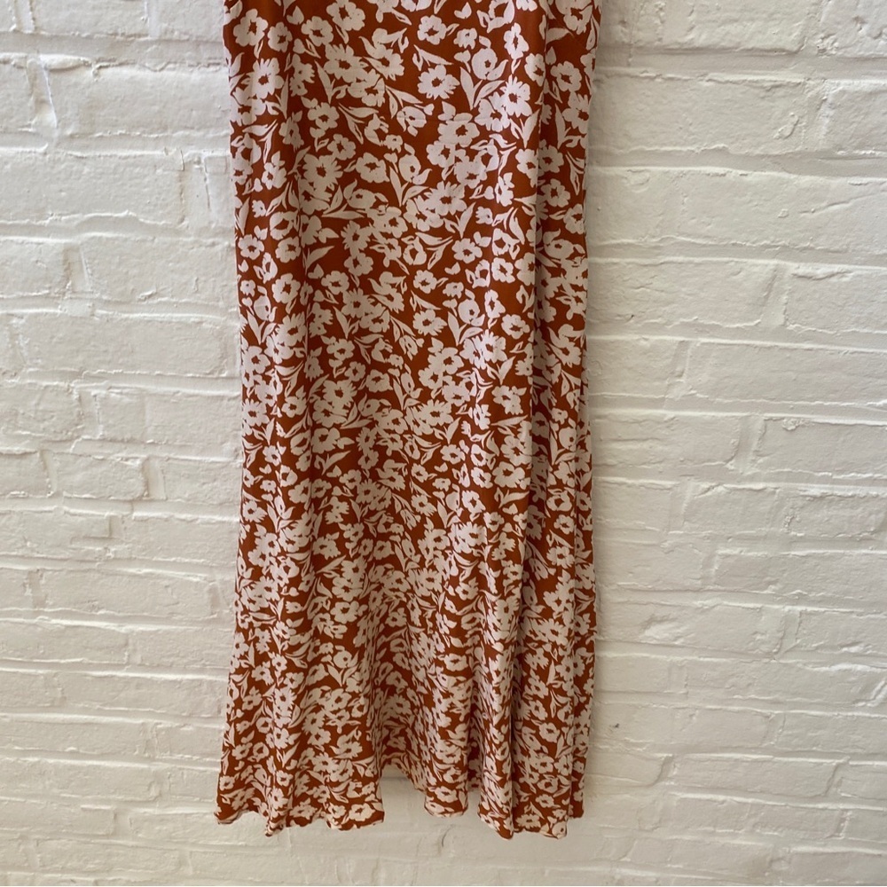 Roller Rabbit || Olindo Quinn Midi Dress Silk Floral Terracotta Rust Orange S‎ - Picture 3 of 9